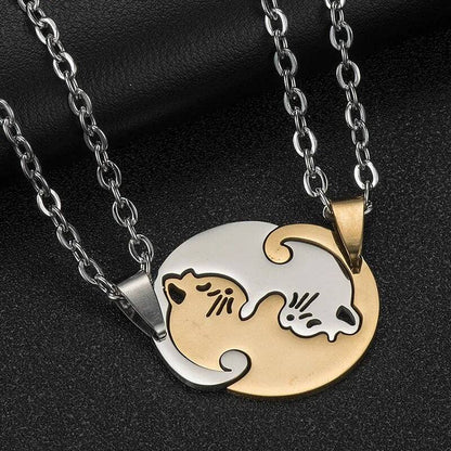 Cat Shaped Hugging Cats Matching Necklace - Cat Shaped World - Cat Store