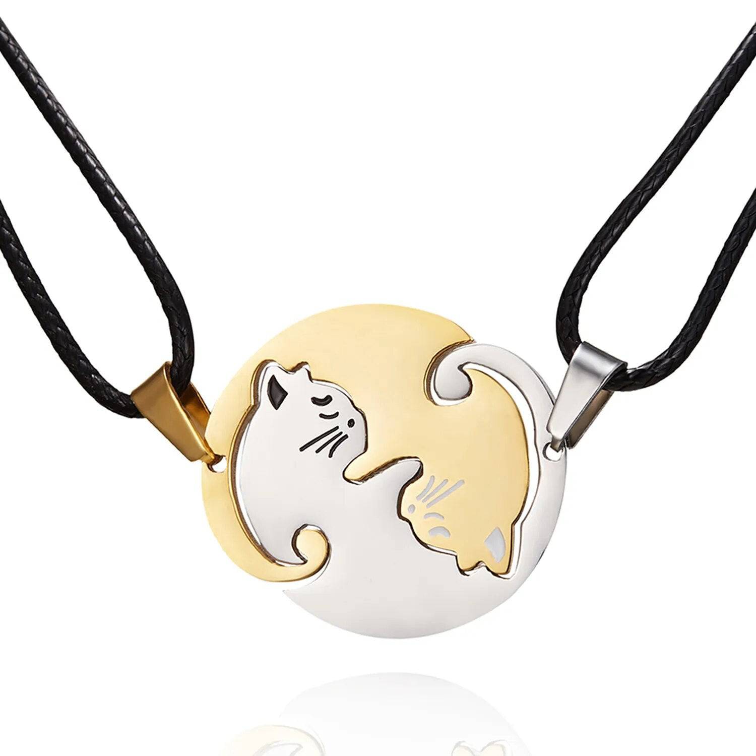 Cat Shaped Hugging Cats Matching Necklace - Cat Shaped World - Cat Store