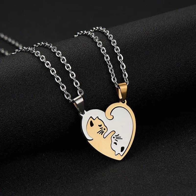 Cat Shaped Hugging Cats Matching Necklace - Cat Shaped World - Cat Store