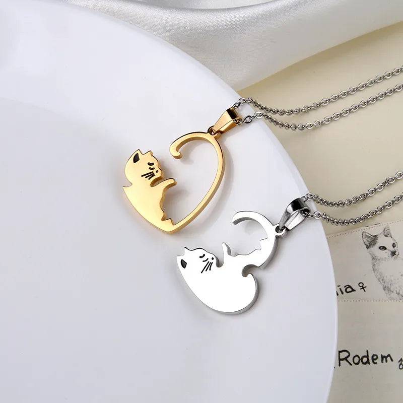 Cat Shaped Hugging Cats Matching Necklace - Cat Shaped World - Cat Store