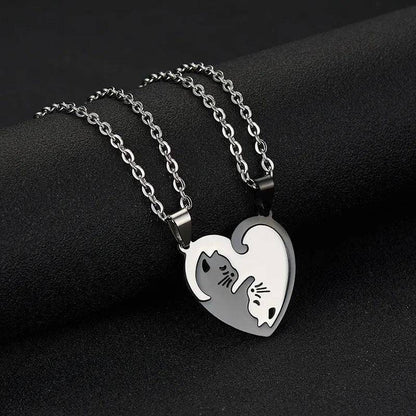 Cat Shaped Hugging Cats Matching Necklace - Cat Shaped World - Cat Store