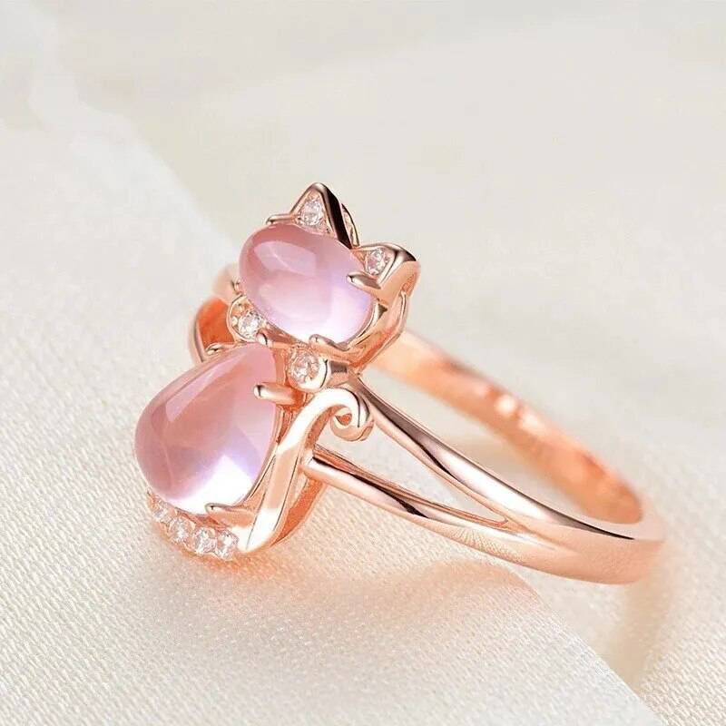 Pink Cat Shaped Finger Ring - Cat Shaped World - Cat Store