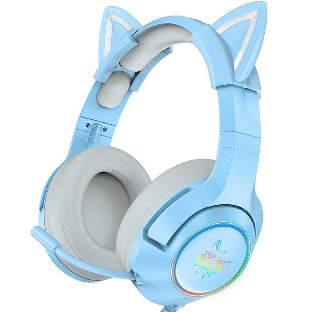 Bubblegum Pink Cat Ear Headphone with Mic Cat Shaped World