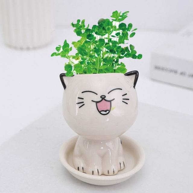 Silly Cat Shaped Ceramic Flowerpot - Cat Shaped World - Cat Store