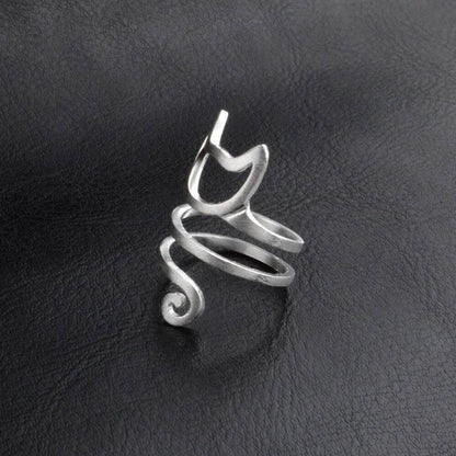 Silver Winding Cat Shaped Ring - Cat Shaped World - Cat Store